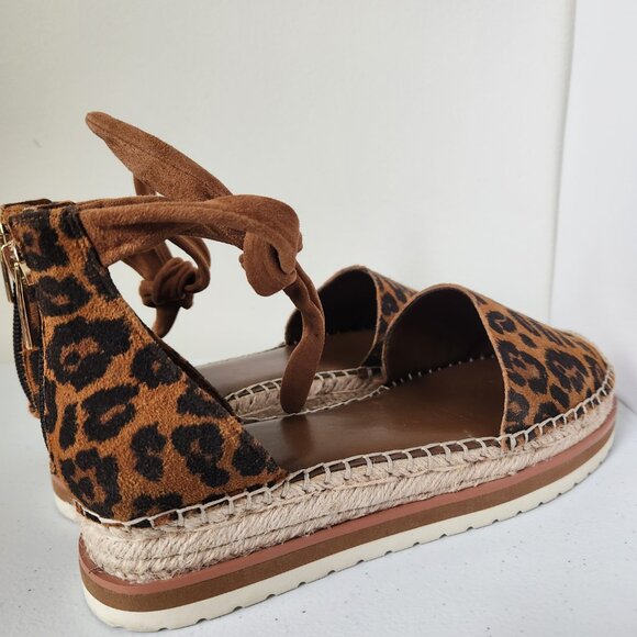 Vince Camuto Binadee Ankle Tie Low Platform Espadrilles Leopard Print Size 8M - Picture 2 of 9
